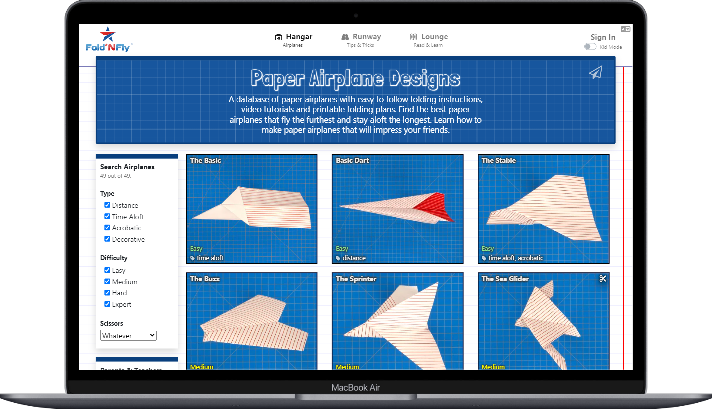Fold 'N Fly - 一个手把手教你折纸飞机的网站